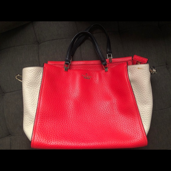 Coral and nude Kate Spade satchel - Picture 1 of 4